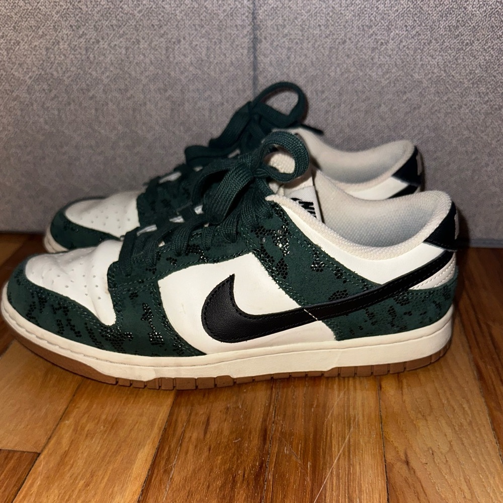 Women's Size 9 - Nike Dunk Low Green Snake Gum White FQ8893-397